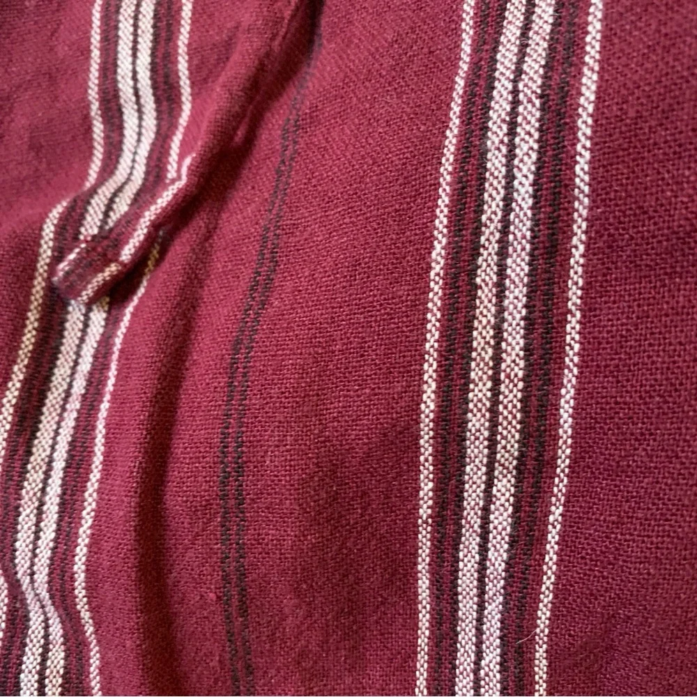 NWOT Old Navy Linen Blend Striped Pants Maroon Burgundy Pull-on Women’s Small - Picture 7 of 9